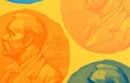 close-up of Nobel medals