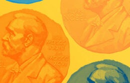 close-up of Nobel medals