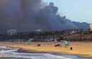 Plumes of wildfire smoke over Santa Monica beach
