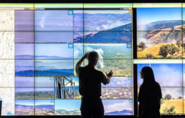 ALERTCalifornia team members in UC San Diego's WAVE Visualization space.