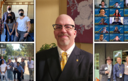 Collage of photos of Brian in various UC settings