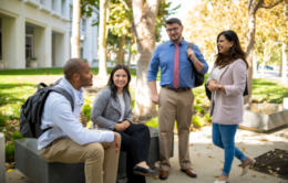 Students chatting on campus