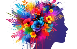 Illustrated woman with flower headpiece