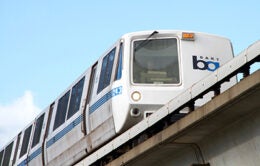 Fruitvale, CA - December 06, 2016: The San Francisco Bay Area Rapid Transit train, referred to as BART, carries commuters to their destinations in San Francisco, the East Bay and San Mateo County.