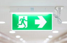 Emergency exit sign for fire drill