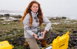 A UC Santa Barbara graduate student conducts research at Coal Oil Point Reserve. Credit: Elena Zhukova/University of California