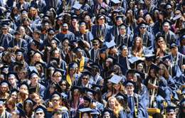 Birds-eye perspective of hundreds of graduating UC students