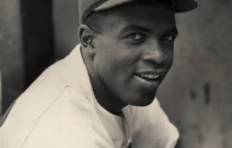 Jackie Robinson in his Brooklyn Dodgers’ uniform, circa 1945.