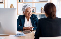 Manager having a conversation with an employee