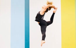 Leaping ballet dancer