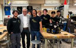 President Milliken with the UCSC Slugbotics team