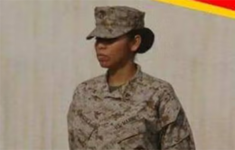 Vintage photo of Virginia in military fatigues